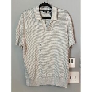 FAHERTY Reserve Men‎ XL SS Linen Sweater Polo V Neck New